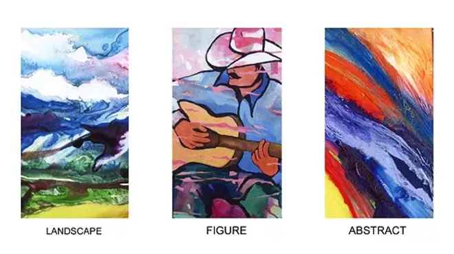 Image: Landscapes, Figures, Abstract Pourings