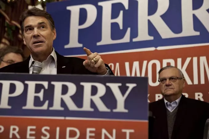 Image: Rick Perry and Joe Arpaio in Iowa, Dec. 27, 2012