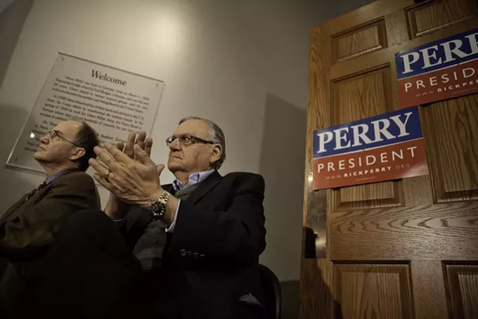 Image: Rick Perry and Joe Arpaio in Iowa, Dec. 27, 2012