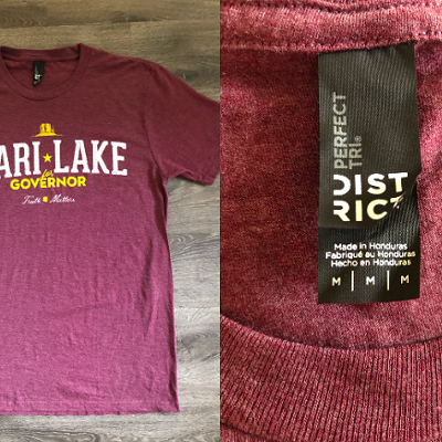 Image: GOP Gubernatorial Candidate Kari Lake: Arizona First Unless It's Cheaper To Get T-Shirts from Honduras