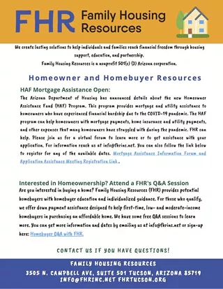 Image: Homeowner Mortgage Assistance (HAF) Information Forum with FHR