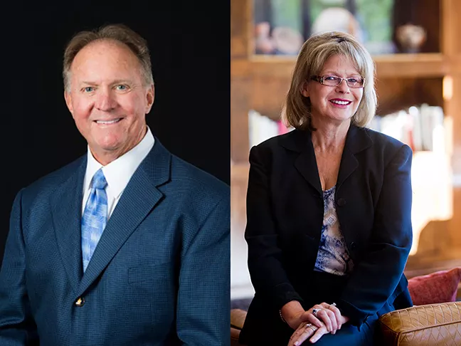 Pima County Supervisors Steve Christy, left, and Ally Miller, right, announced their withdrawal from the county’s Community Law Enforcement Partnership Commission following disagreement on the board of supervisors over the commission’s operation.
