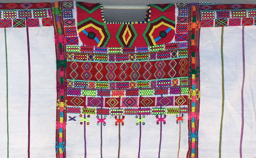 Woman's huipil detail,  San Ildefonso Ixtahuacan -- Joan Jacobson Collection