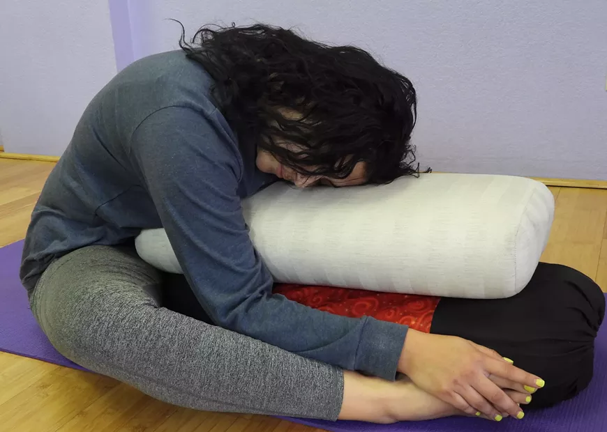 Relax into stretches, most with prop support.