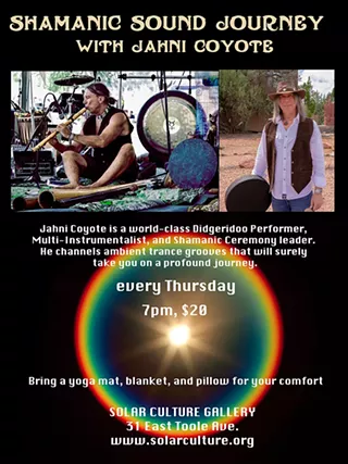 Image: Shamanic Sound Journey with Jahni Coyote - every Thursday at Solar Culture