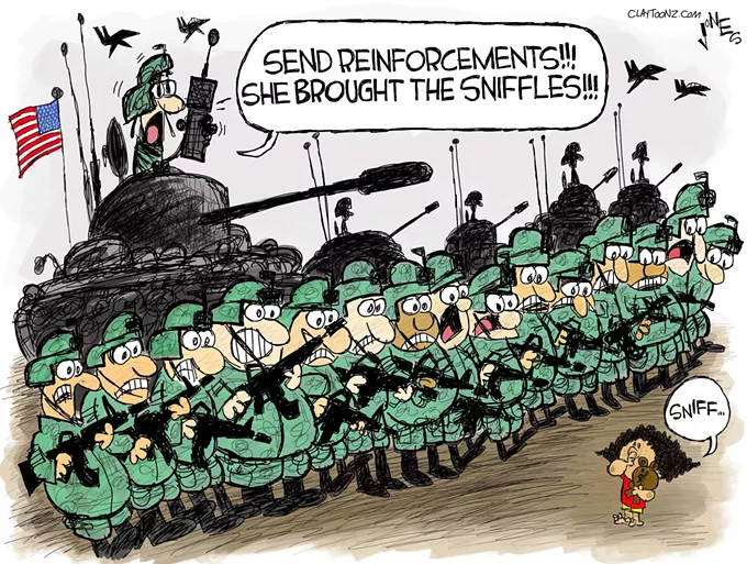 Claytoon of the Day: Troops Meet The Caravan Invasion