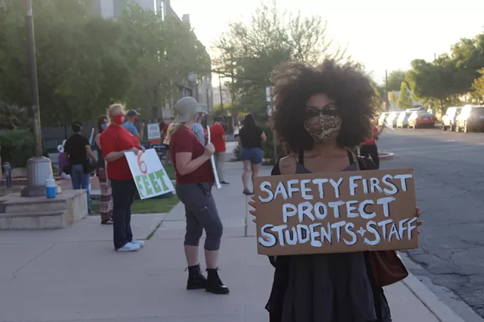 Ahead of Tonight's TUSD Board Meeting, Teachers Protest Schools Reopening